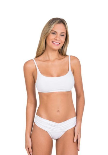 Conjunto de Biquíni Cropped Rio e Calcinha Barra Larga Branco Liso